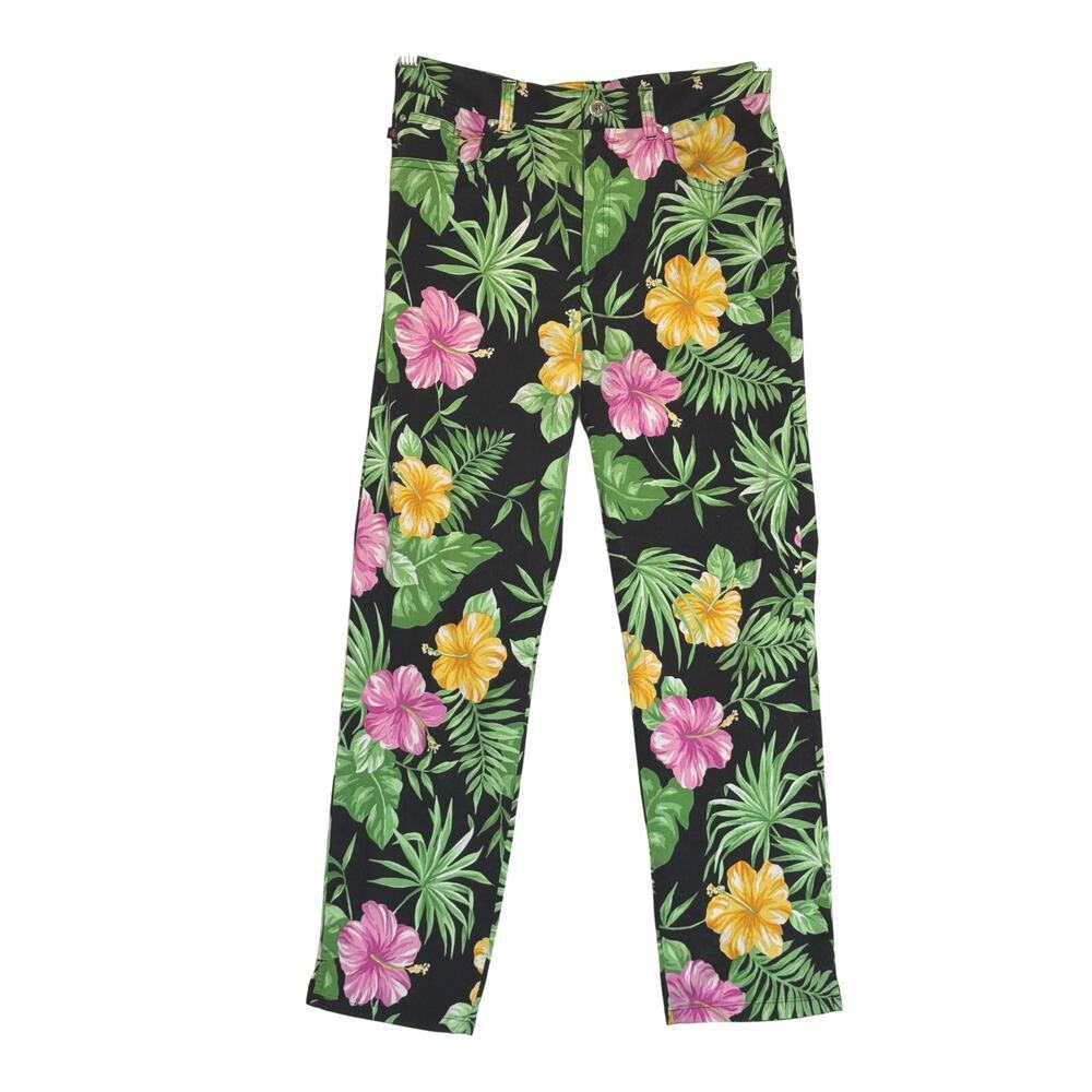 Ralph Lauren Black Tropical Floral Straight-Leg Pants